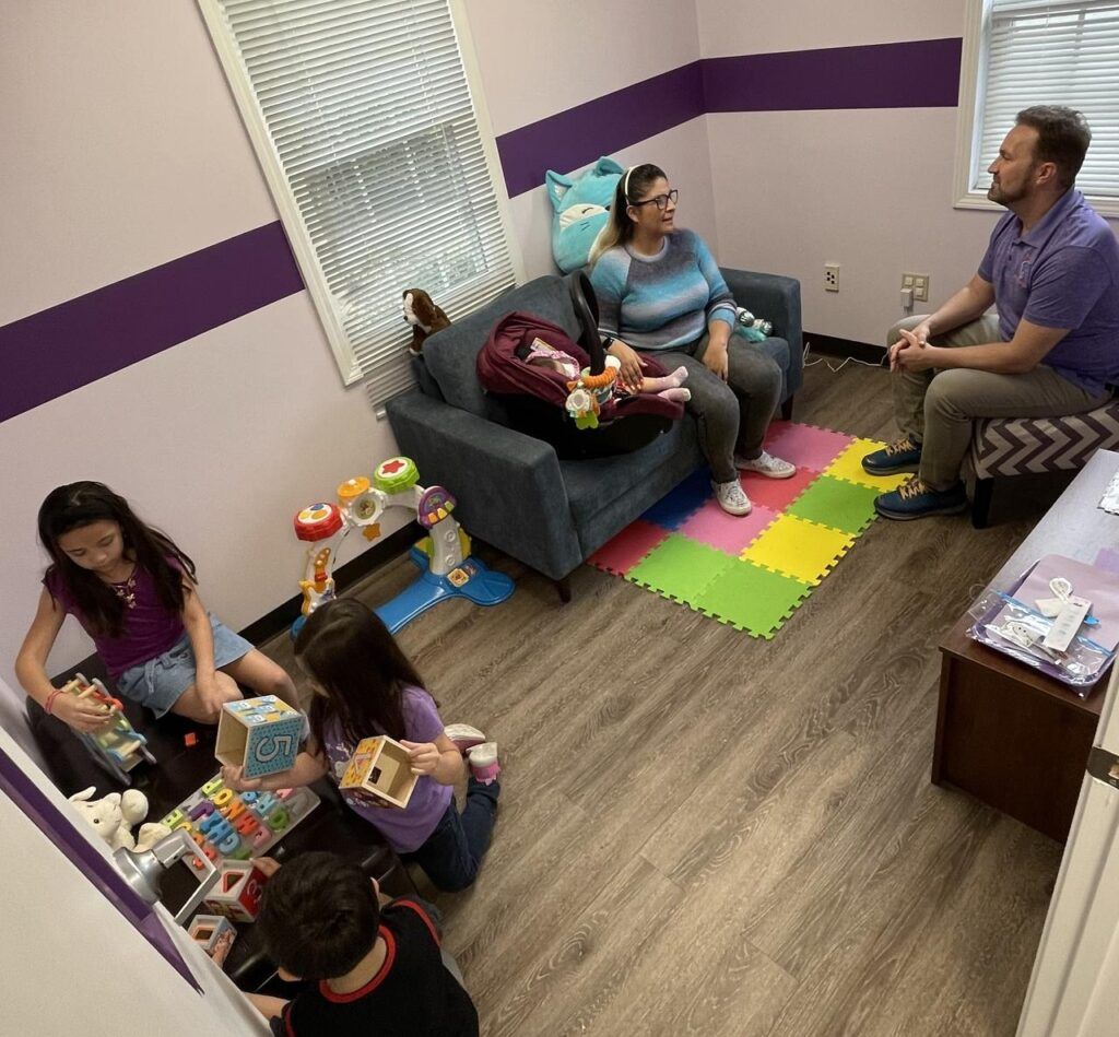 Purple Tooth Happy Room pediatric dental waiting area for young children
